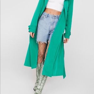 Nastygal Green Silk Lined Trench